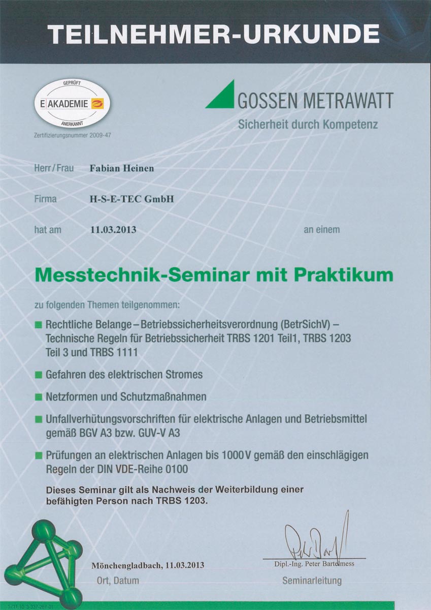 Gossen Metrawatt - Messtechnik Seminar